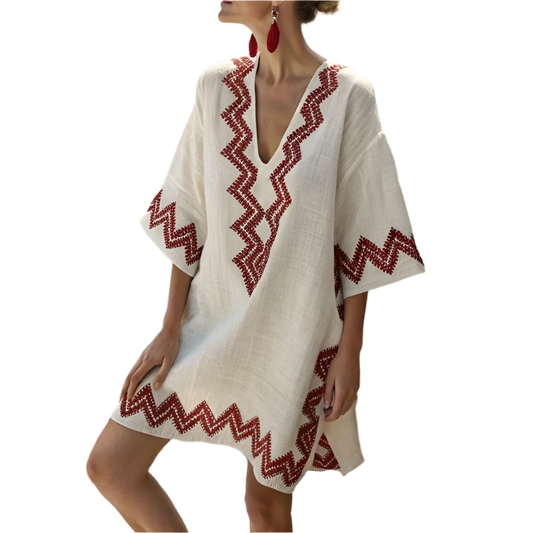 Vestido de verano Estilo boho chic de Mujer talla grande y Escote en V con Manga 3/4 y Estampado floral