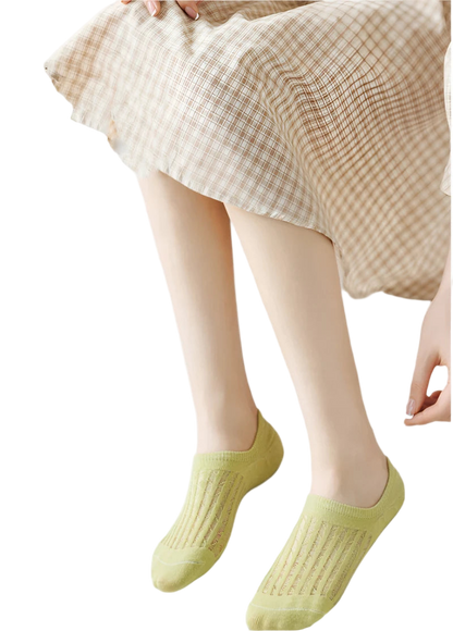 5 Pares de Calcetines Tobilleras para Mujer con Transparencia y Silicona