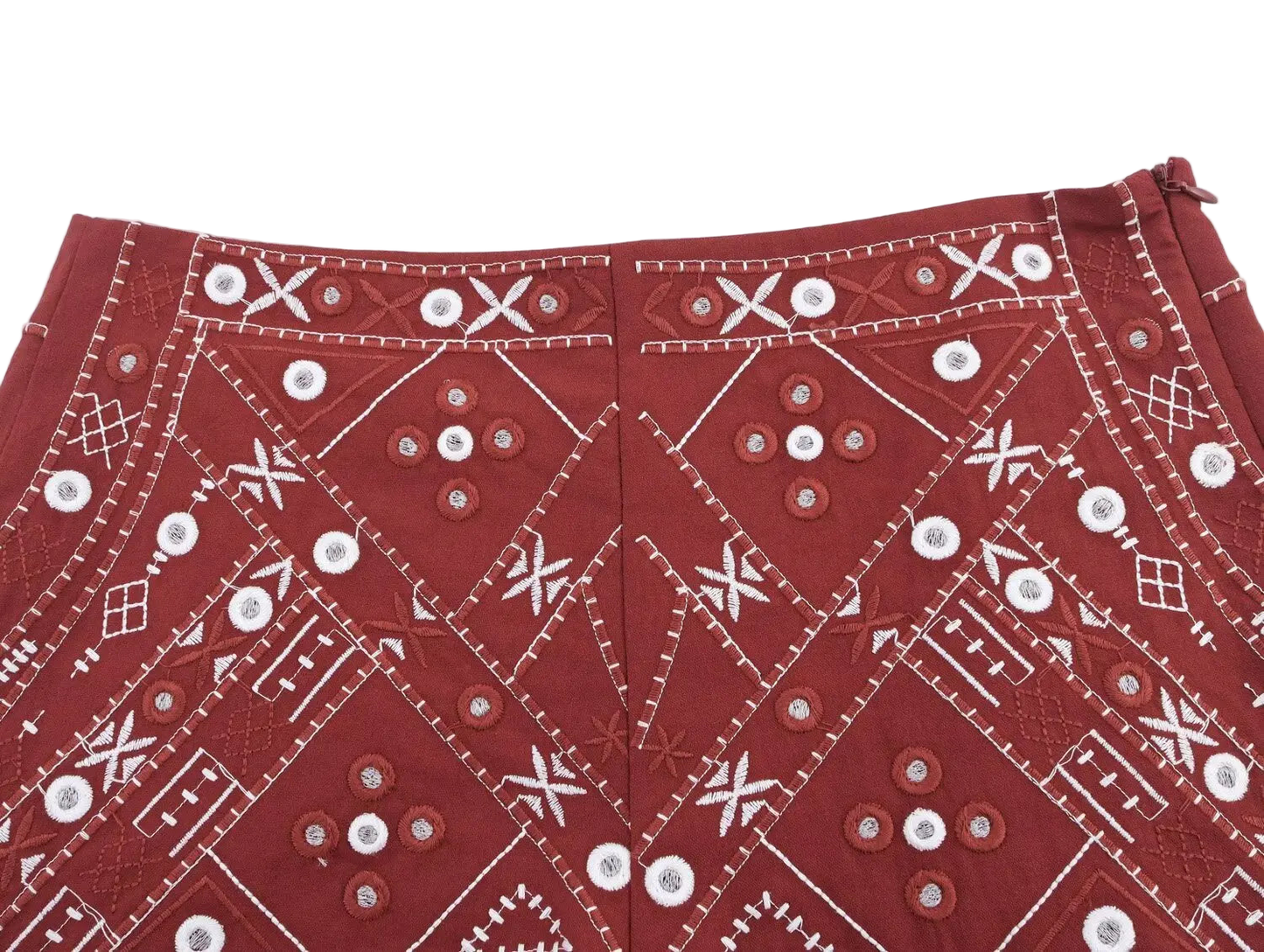 Boho Chic Outfit Set of Red Embroidered Sleeveless Vest and Wide Leg Shorts