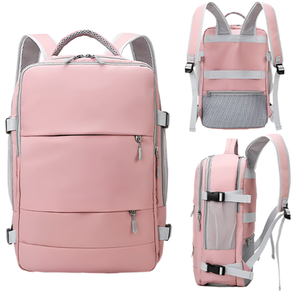 Mochila de viaje para mujer impermeable antirrobo con puerto USB y correa para maleta de gran capacidad
