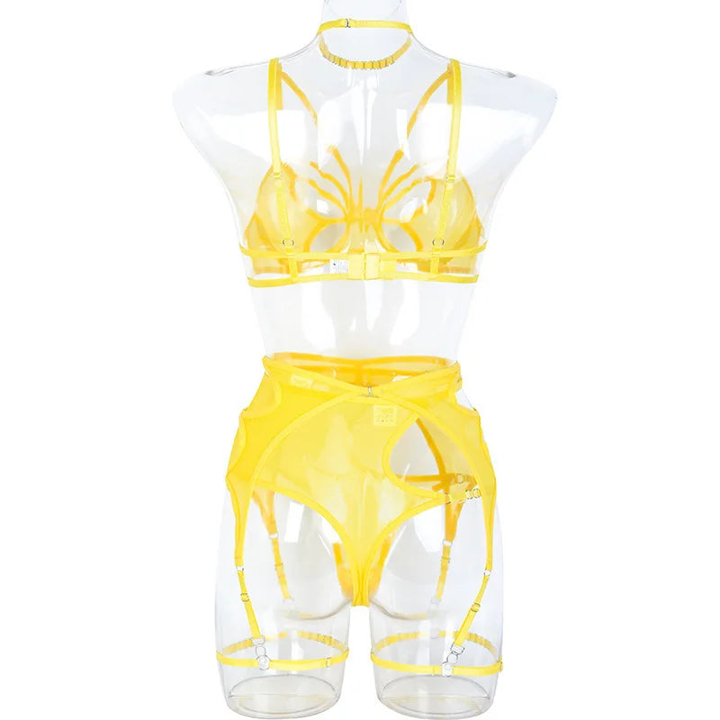 Women's Erotic Lingerie Set with Bra, Pants and Waistband (6 Pieces)