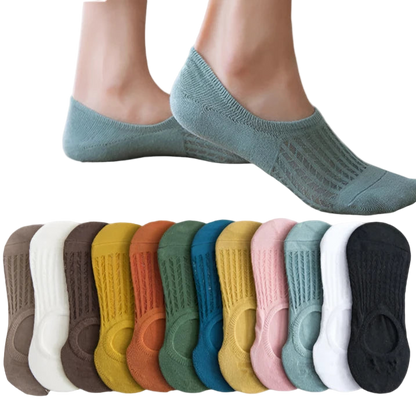 5 Pares de Calcetines Tobilleras para Mujer con Transparencia y Silicona