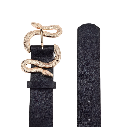 Cinturón casual de piel sintética con hebilla de serpiente estilo retro