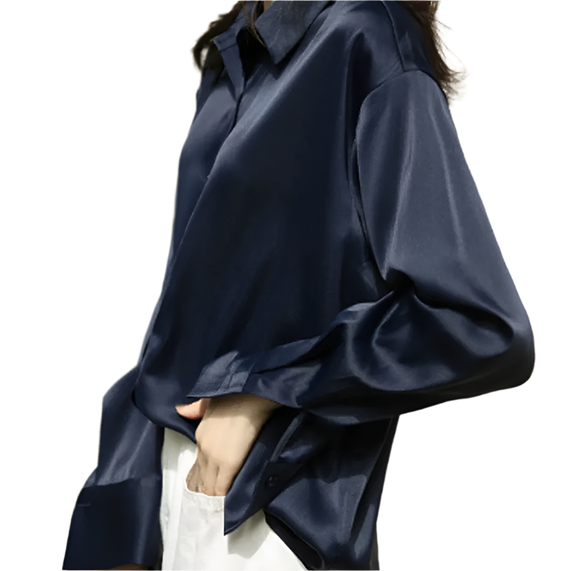 Women's vintage style white blouse with long sleeves and loose button design