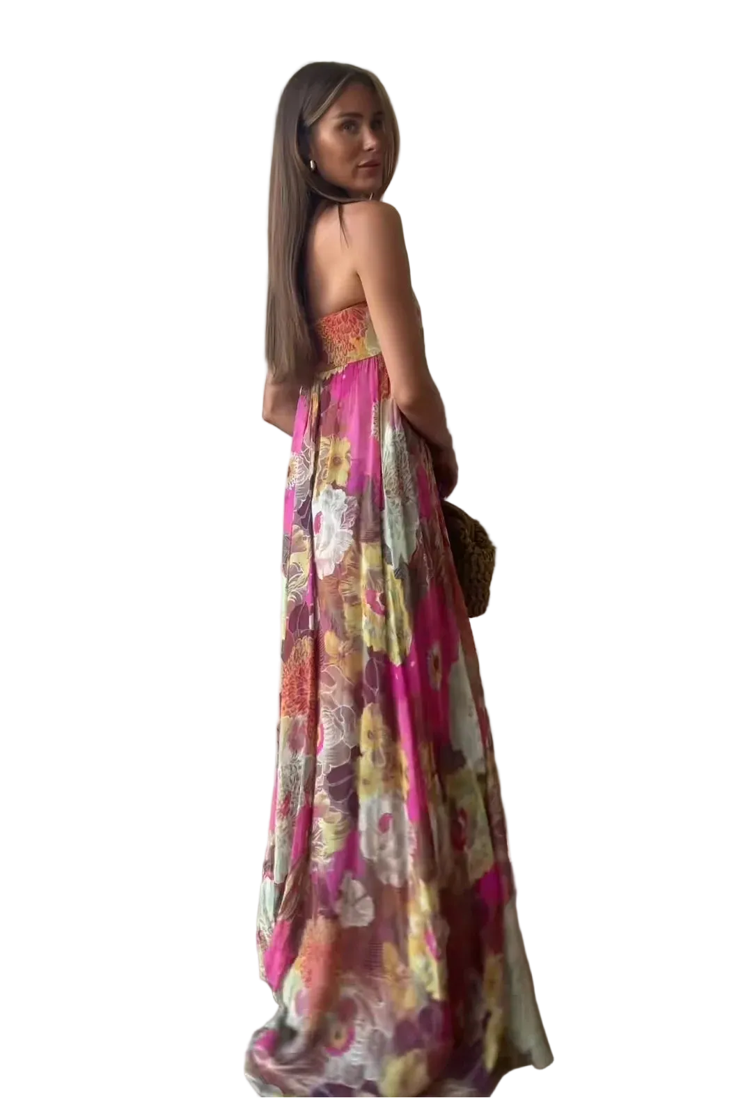 Vestido Strapless Largo sin Mangas Casual