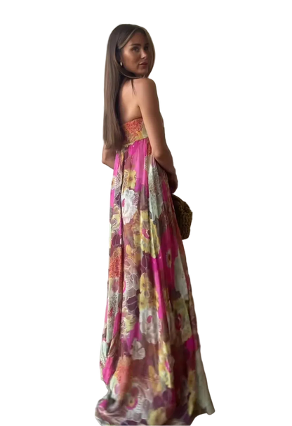 Vestido Strapless Largo sin Mangas Casual