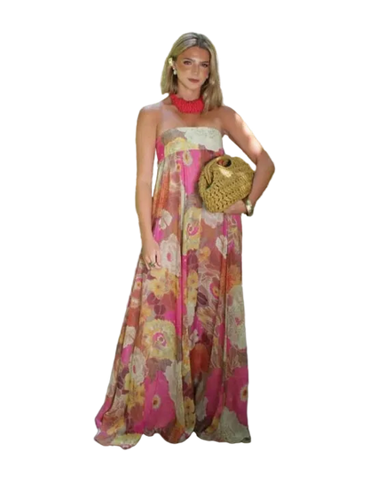 Vestido Strapless Largo sin Mangas Casual