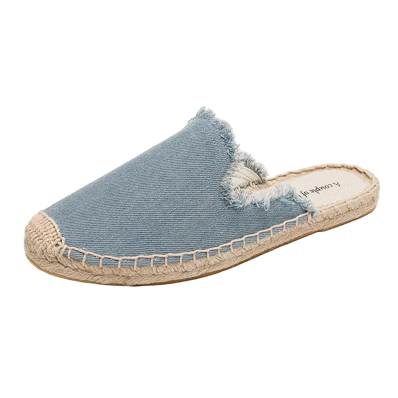 Zapatillas estilo suecos flats de yute y lona y algodón y suela TPR