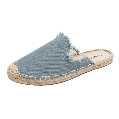 Zapatillas estilo suecos flats de yute y lona y algodón y suela TPR
