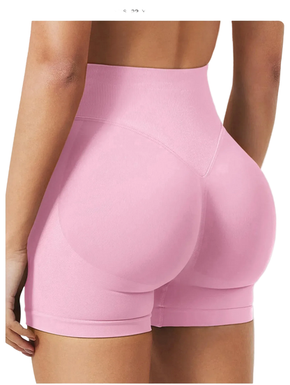 High-Waisted Seamless Sports Shorts with High Elasticity and Push-Up Design