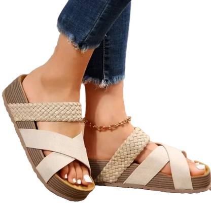 Sandalias gladiador sin cordones de punta abierta y tira cruzada ancha con plataforma gruesa en tallas grandes