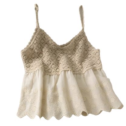 Women's 2-piece set, strappy knit bra top and openwork boho chic wide-leg shorts