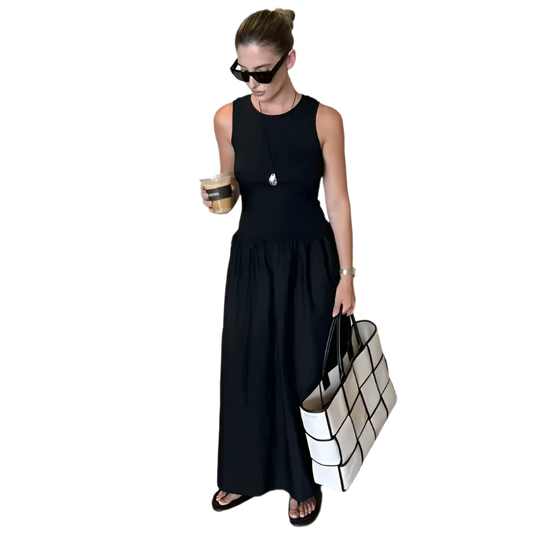 Vestido Largo sin Mangas para Mujer Color Caqui Elegante y Casual Estilo Y2K