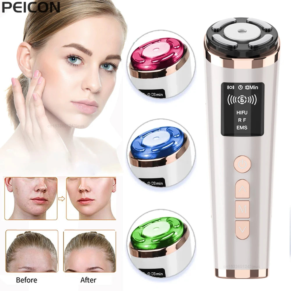 Mini Dispositivo HIFU Facial para Lifting Masajeador Facial con Microcorriente para la Piel