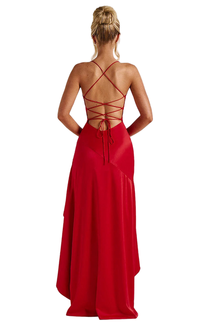 Elegant bodycon style sleeveless slim fit long dress with thin straps