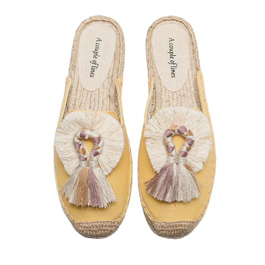 Zapatillas estilo suecos flats de yute y lona y algodón y suela TPR