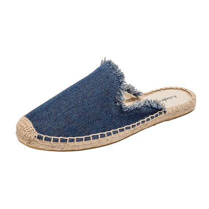 Zapatillas estilo suecos flats de yute y lona y algodón y suela TPR
