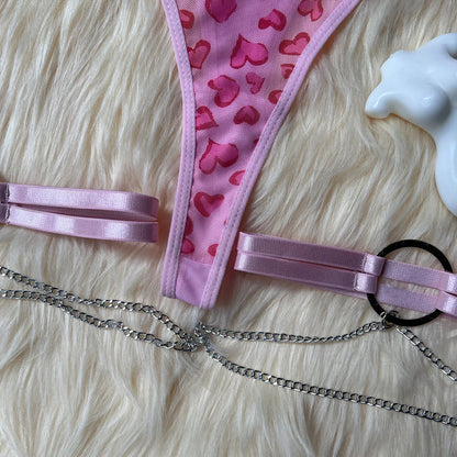 Leopard Print Push Up Bra Lingerie Set, Sheer Lace Trim, Includes Gloves and Stockings 