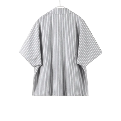 Striped Casual Set with Button-Down Short-Sleeve Lapel Shirt and Wide-Leg Shorts