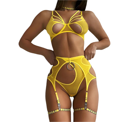 Women's Erotic Lingerie Set with Bra, Pants and Waistband (6 Pieces)