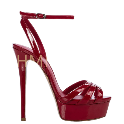 Sandalias de tacón alto tipo stiletto con plataforma y correa al tobillo