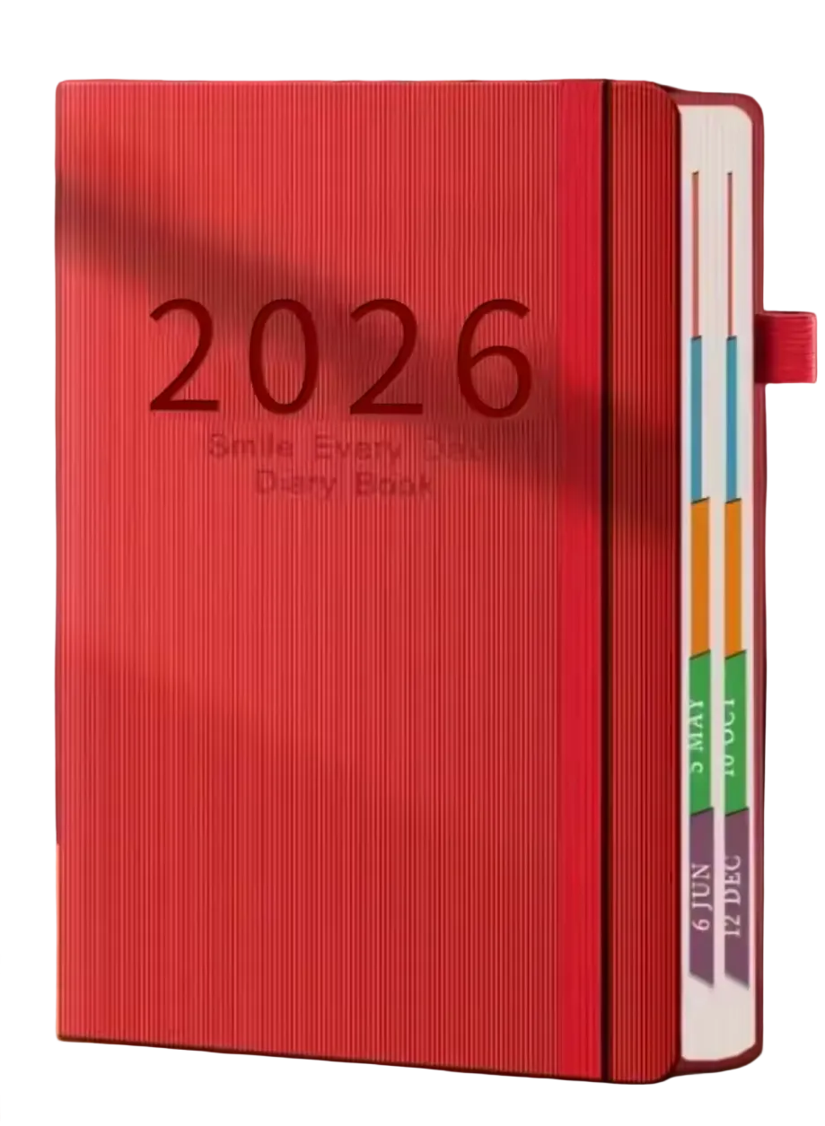 Agenda 2026 A5 de PU Texturizado Planner Diario con Calendario en Inglés