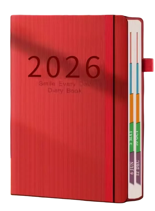 Agenda 2026 A5 de PU Texturizado Planner Diario con Calendario en Inglés