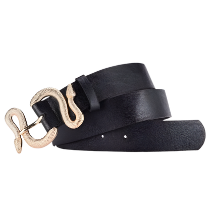 Cinturón casual de piel sintética con hebilla de serpiente estilo retro