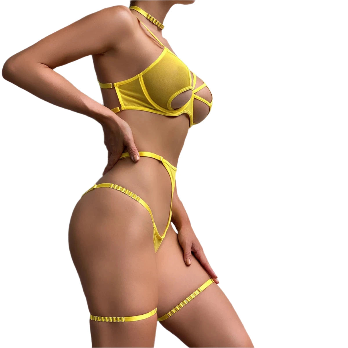 Women's Erotic Lingerie Set with Bra, Pants and Waistband (6 Pieces)