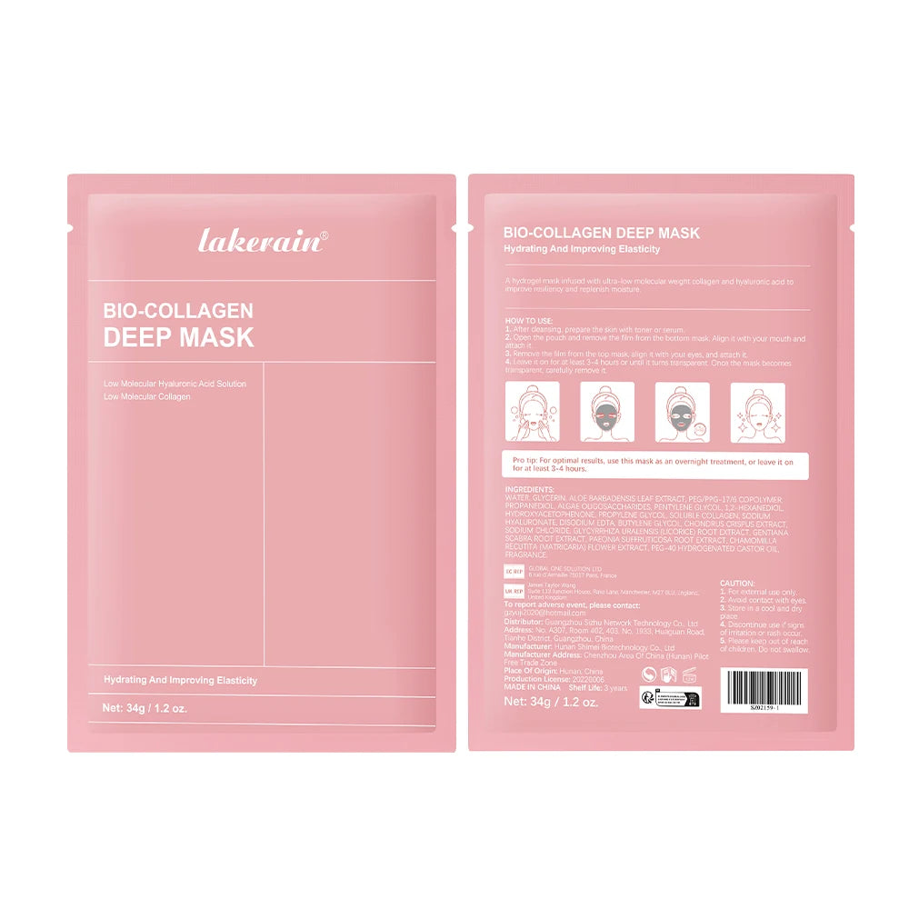 2/4/12 Bio-Collagen Hydrating Hydrogel Mask Improves Elasticity, Minimizes Pores and Provides Firmness