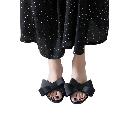 Sandalias de Seda con Moño Zapatillas Abiertas Mule Abiertos Tipo Slide