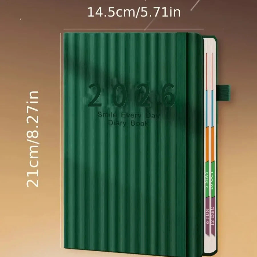 Agenda 2026 A5 de PU Texturizado Planner Diario con Calendario en Inglés