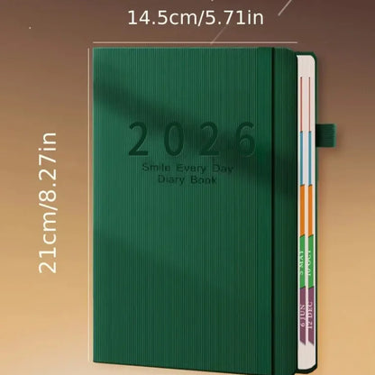 Agenda 2026 A5 de PU Texturizado Planner Diario con Calendario en Inglés