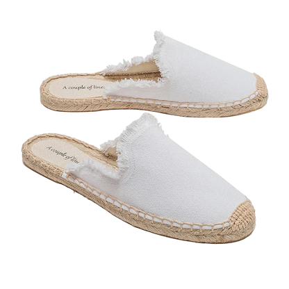 Zapatillas estilo suecos flats de yute y lona y algodón y suela TPR