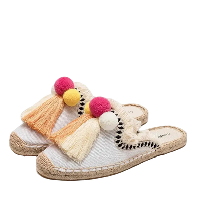 Zapatillas estilo suecos flats de yute y lona y algodón y suela TPR