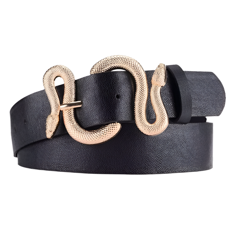 Cinturón casual de piel sintética con hebilla de serpiente estilo retro