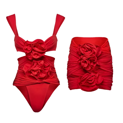 Women's Retro 2-Piece One-Piece Swimsuit, Backless, Vintage Print