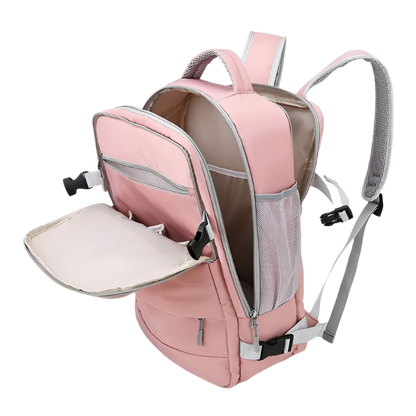 Mochila de viaje para mujer impermeable antirrobo con puerto USB y correa para maleta de gran capacidad