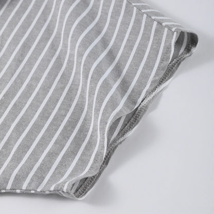 Striped Casual Set with Button-Down Short-Sleeve Lapel Shirt and Wide-Leg Shorts