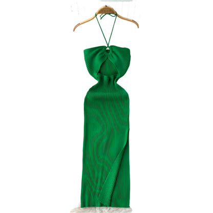 Vestido ajustado de verano de tejido de punto con abertura y diseño entallado estilo streetwear