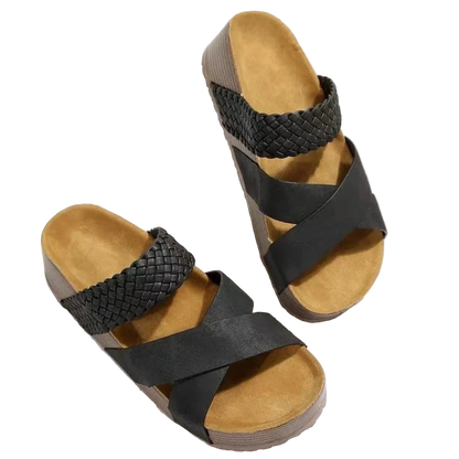 Sandalias gladiador sin cordones de punta abierta y tira cruzada ancha con plataforma gruesa en tallas grandes