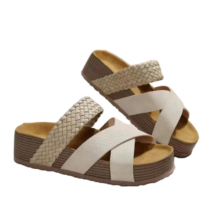 Sandalias gladiador sin cordones de punta abierta y tira cruzada ancha con plataforma gruesa en tallas grandes
