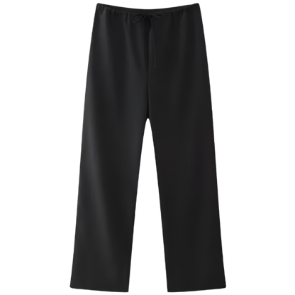 Satin Outfit Set with Asymmetrical Halter Top and High Waist Lace-Up Pants