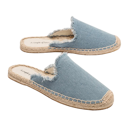 Zapatillas estilo suecos flats de yute y lona y algodón y suela TPR