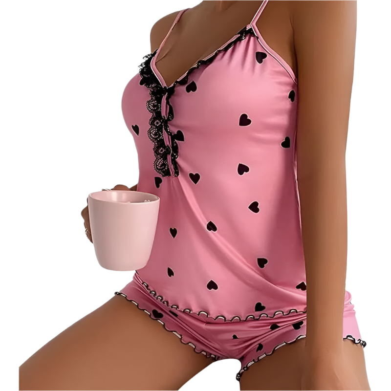 Conjunto de Pijamas de Verano para Mujer, Pijama de 2 Piezas con Top de Escote en V y Shorts Sin Mangas