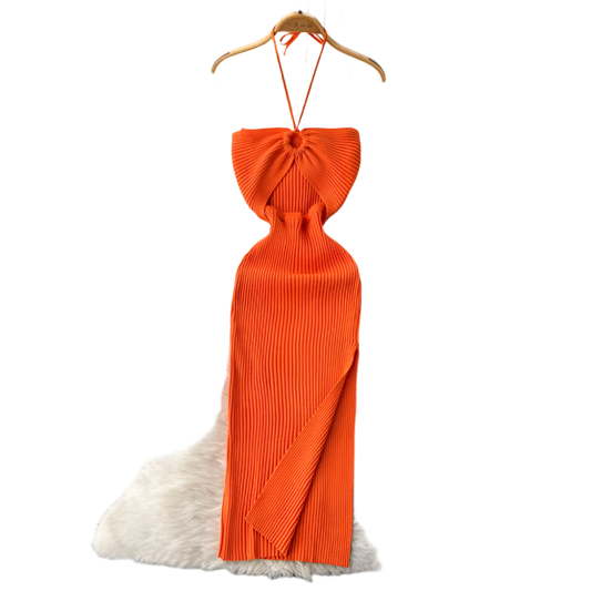 Vestido ajustado de verano de tejido de punto con abertura y diseño entallado estilo streetwear