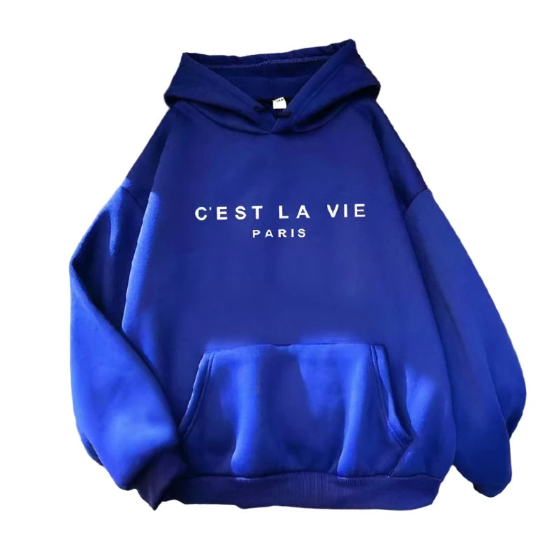 Sudadera con Capucha para Mujer de Estilo Casual, Manga Larga, Estampado y Suelta
