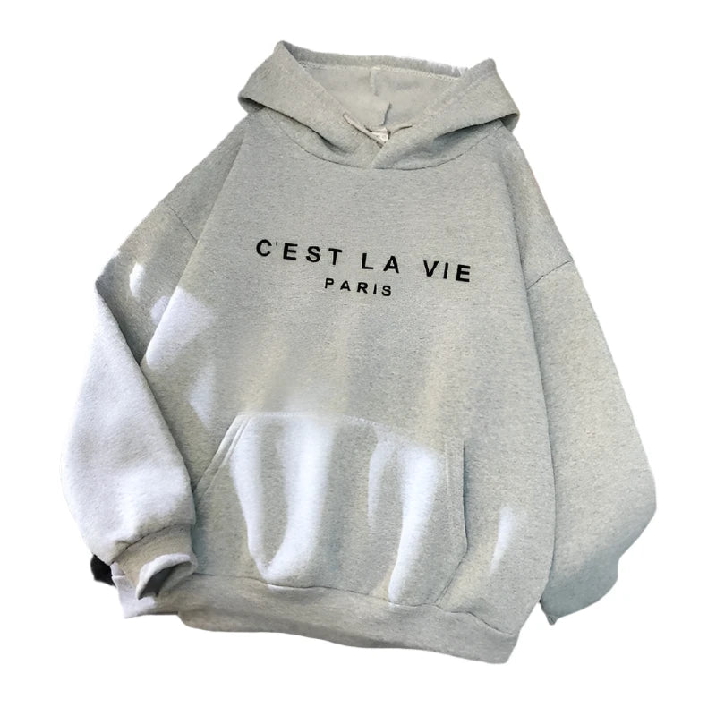 Sudadera con Capucha para Mujer de Estilo Casual, Manga Larga, Estampado y Suelta