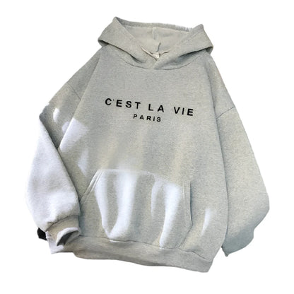 Sudadera con Capucha para Mujer de Estilo Casual, Manga Larga, Estampado y Suelta