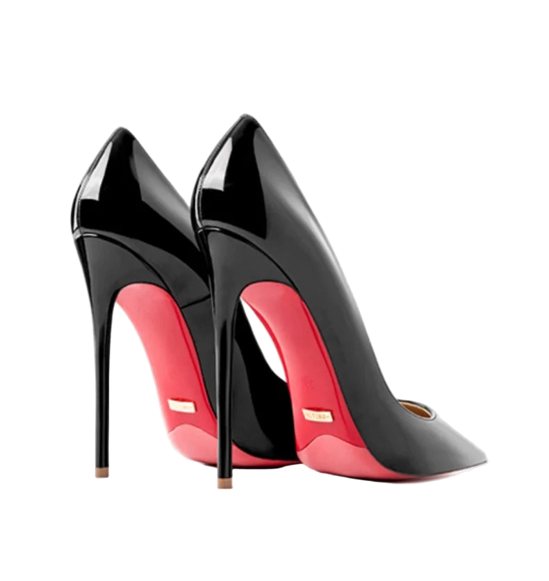 Zapatos de tacón alto y punta fina de suela roja y estilo stiletto de 12 cm